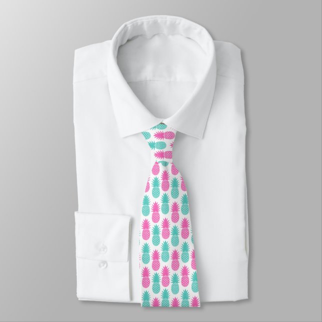 Girly rosa aquamarines tropisches Ananas-Muster Krawatte (Gebunden)