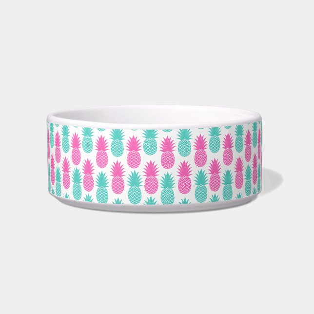 Girly rosa aquamarines tropisches Ananas-Muster Napf (Vorderseite)