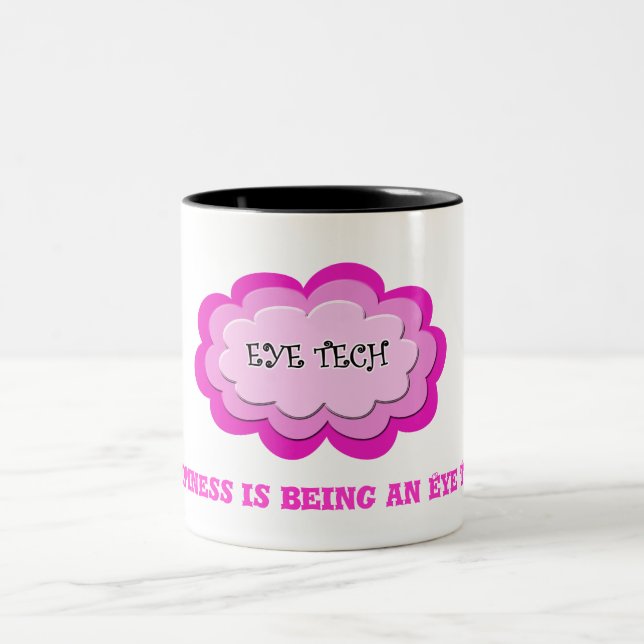 Girly rosa Blumen-Augetech-Tasse Zweifarbige Tasse (Mittel)
