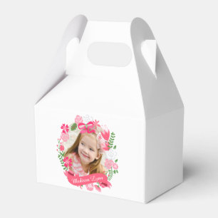 Girly rosa Blumenwreath-Foto-Gewohnheit Geschenkschachtel