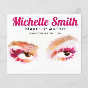 Girly Rosa Braun Wasserfarben Augen Make-up-Artist Flyer