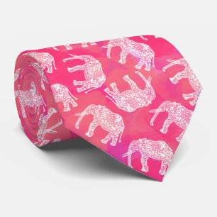 girly rosa buntes Stammes- Blumenelefantmuster Krawatte