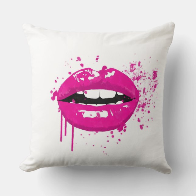 Girly Rosa der Lippenkußschönheits-Glamour-Mode Kissen (Vorderseite)