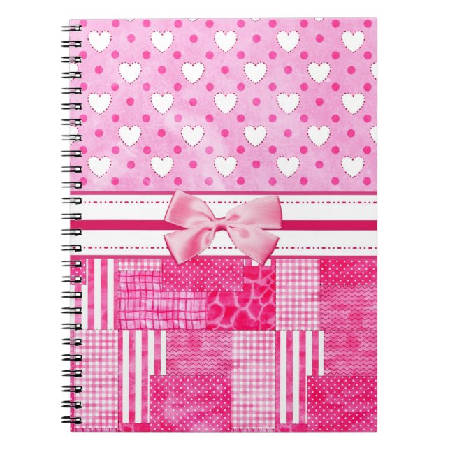 Girly rosa Einklebebuch-Art Notizblock (Vorderseite)