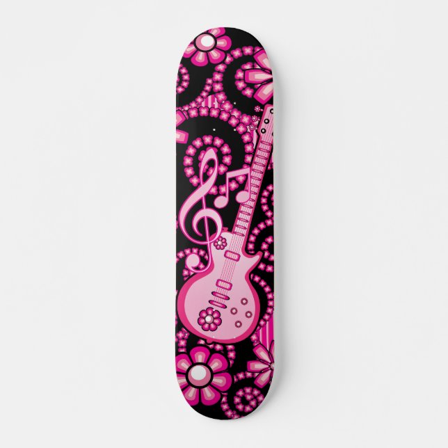 Girly rosa Gitarre Skateboard (Vorne)
