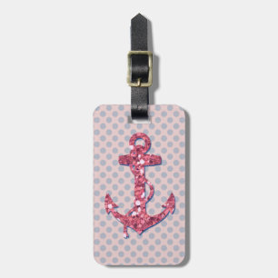 GIRLY ROSA GLITZER-ANKER-PUNKT-MUSTER GEPÄCKANHÄNGER