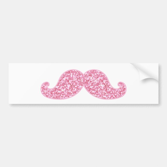 GIRLY ROSA GLITZER-SCHNURRBART GEDRUCKT AUTOAUFKLEBER (Vorne)