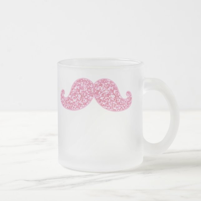 GIRLY ROSA GLITZER-SCHNURRBART GEDRUCKT MATTGLASTASSE (Rechts)