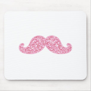 GIRLY ROSA GLITZER-SCHNURRBART GEDRUCKT MOUSEPAD