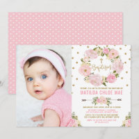 Girly rosa GoldAquarell-BlumenKranz-Taufe
