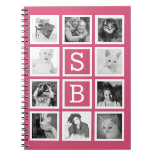 Girly rosa Instagram Pics mit Initialen für sie Notizblock