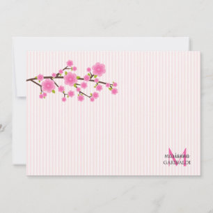 Girly rosa Kirschblüten-personalisierte Mitteilungskarte