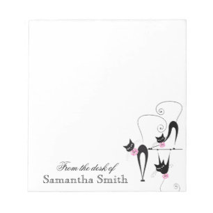 Girly rosa Name der schwarzen Katze Notizblock