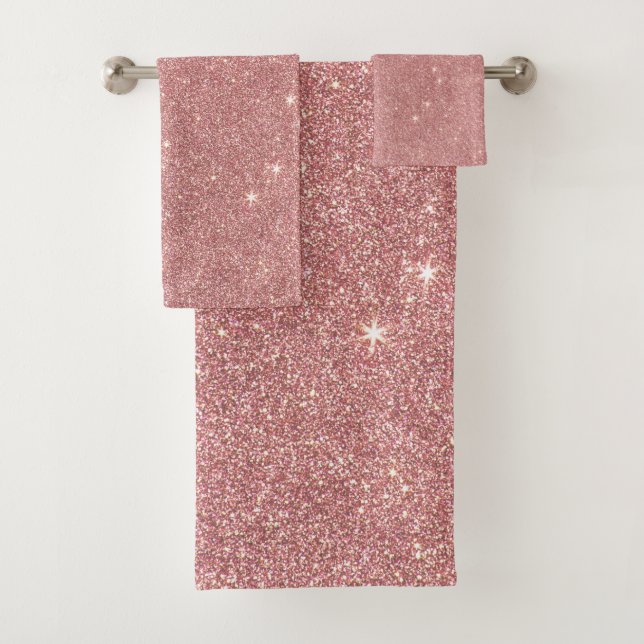 Girly rosa Rosen-Goldchic-Imitat-Glitzer-Muster Badhandtuch Set (Insitu)