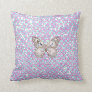 Girly rosa Schmetterlings-blaues Kissen