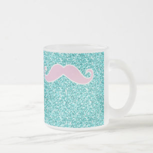 GIRLY ROSA SCHNURRBART AUF AQUAMARINEM MATTGLASTASSE