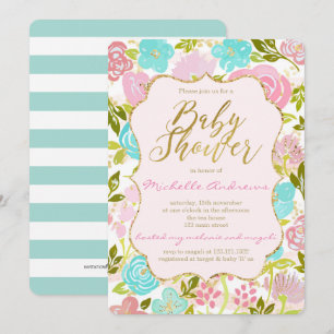 Girly rosa tadellose GoldBabyparty Einladung
