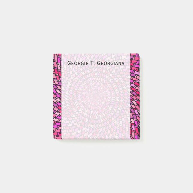 Girly rosa u. lila Wirbles Muster + Individueller Post-it Klebezettel (Vorderseite)