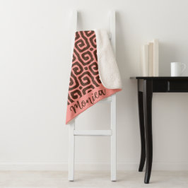 Girly rosa und braun Abstract Monogramm Namensmust Sherpadecke
