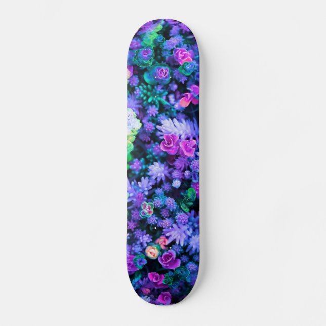 Girly rosa und lila BlumenSucculents Skateboard (Vorderseite)
