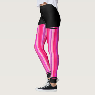 Girly rosa und lila Streifen + Schwarze Regionen Leggings