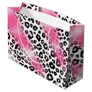 Girly Rosa-und Schnee-Leopard-Masche Große Geschenktüte