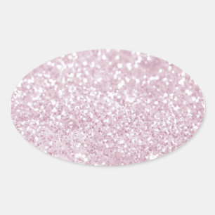 Girly rosa weißer abstrakter Glitzer-Foto-Druck Ovaler Aufkleber