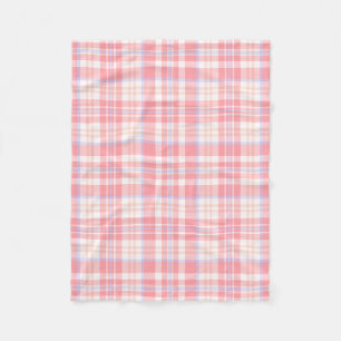 Girly rosa weißer blauer karierter   Karo Fleecedecke