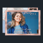 Girly Rose Gold Border Foto Collage Sweet 16 Einladung<br><div class="desc">Diese moderne und süße Foto Collage 16 . Geburtstag Geburtstagseinladung ist perfekt für die trendige und stilvolle sogar. Es verfügt über eine mädchenhafte,  schicke und glamouröse,  anpassbare Fünf-Bild-Foto-Collage mit eleganter schwarz-Rose rosa kursiven Typografie,  umrissen und in Imitaten bedruckte Goldfolie der Rose umrahmt. Es ist einzigartig,  cool,  trendig und niedlich.</div>