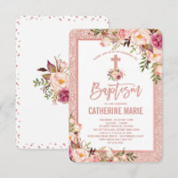 Girly Rose Gold Floral Baptisse Baby Girl