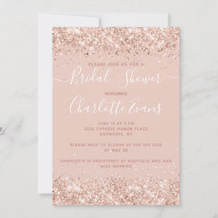 Girly Rose Gold Glitzer Bridal Dusche Einladung