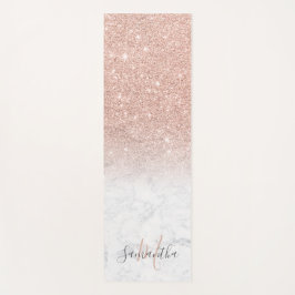Girly Rose Gold Glitzer ombre Marmor mit Monogramm Yogamatte