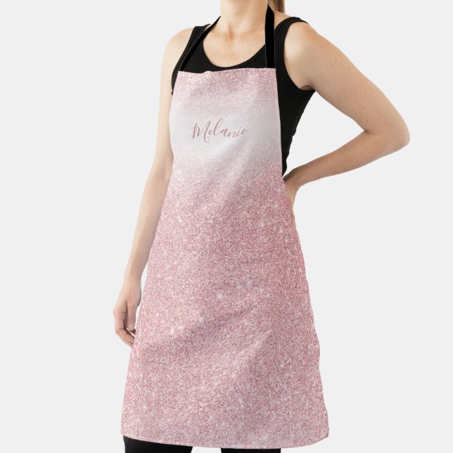 Girly Rose Gold Glitzer Ombre Personalisiert Schürze (InSitu)