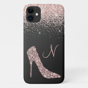 Girly Rose Gold Glitzer Shooting Script Monogram B Case-Mate iPhone Hülle
