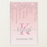 Girly Rose Gold Glitzer Tropfen Ombre Monogram 202 Planer<br><div class="desc">Moderne, mädchenhafte Rose Gold Glitzer Tropfen auf rosa weiß ombre Hintergrund Spirale 2021 Terminkalender und Planer. Dieses Design verfügt über schwarz rosa Rosengolde glänzende Glitzer-Tropfen auf hellrosa, farbige Omelfarbe mit Namen und monogramm Textvorlage. Der Name wird mit einem Wirblen Schriftsatz geschrieben. Wenn Sie gewollt haben, die Wirbel/Swashes behalten, löschen Sie...</div>