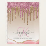 Girly Rose Gold Glitzer Tropfen Ombre Monogram 202 Planer<br><div class="desc">Moderne, mädchenhafte Rose Gold Glitzer Tropfen auf goldsandbraunem, weißem Hintergrund Spirale 2024 oder jedes Jahr Terminkalender und Planer. Dieses Design verfügt über rosa Rosengolde und dunkelgelbe glänzende Glitzer-Tropfen auf goldsandbraunem, weißem Hintergrund mit Namen und monogramm Textvorlage. Am unteren rot pink agate geode mit einem kleinen goldenen Akzent. Der Name wird...</div>