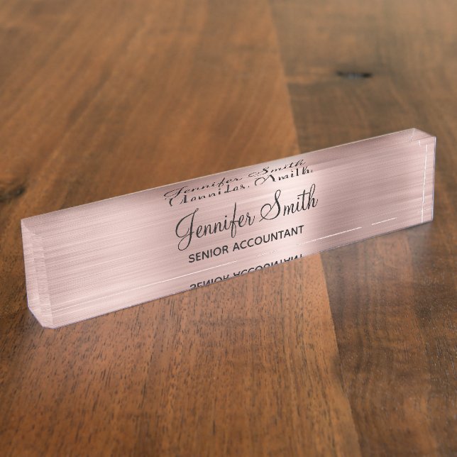 Girly Rose Gold Imitate Foil Namensplakette (Seite)