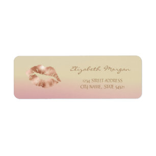 Girly Rose Gold Lippen Ombre-Adressetikett