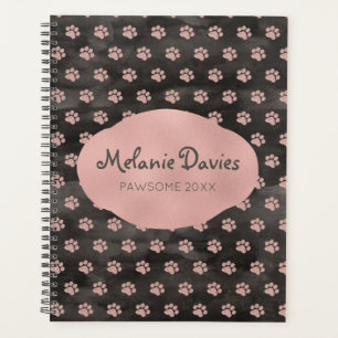 Girly Rose Gold Pawprints Planer