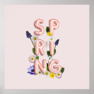Girly Rose Gold Trendy Blume SPRING Poster