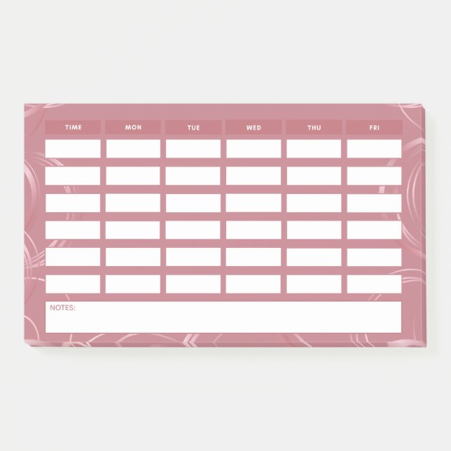 Girly Rose Gold Weekly School Programm Post-it Klebezettel (Vorderseite)