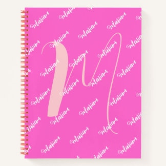 Girly Rose Rosa Farbe - Anfangsname Mit Monogramm Notizbuch