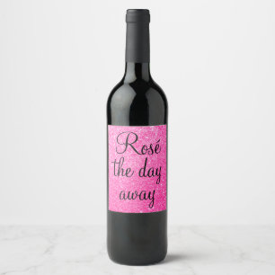 Girly Rosé The Day Away Hot Pink Glitzer Sparkone Weinetikett