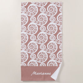 Girly Rosy-Brown Koru Fern Frontseid Strandtuch