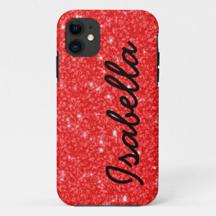 GIRLY ROTER GLITZER DRUCKPERSONALISIERTES Case-Mate iPhone HÜLLE