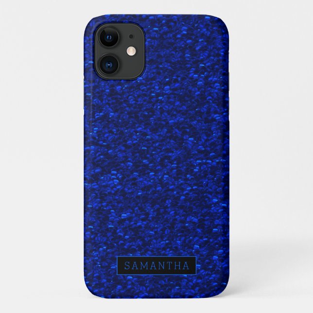 Girly Royal Blue Sparkle Sequins Monogram Case-Mate iPhone Hülle (Rückseite)