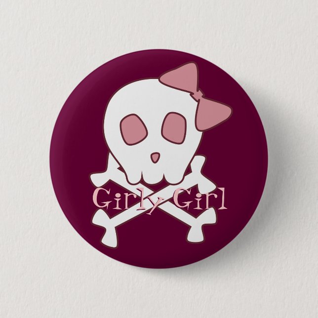 Girly Schädel-Knopf Button (Vorderseite)