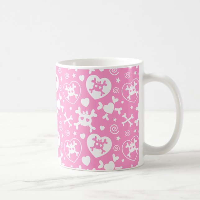 Girly Schädel-Muster Kaffeetasse (Rechts)