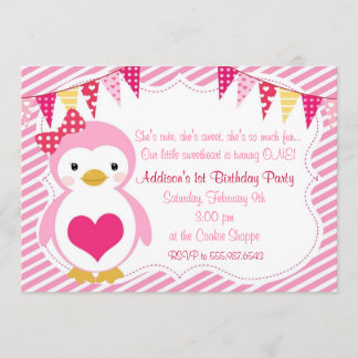 Girly SchatzPenguinvalentine-Geburtstags-Party Einladung