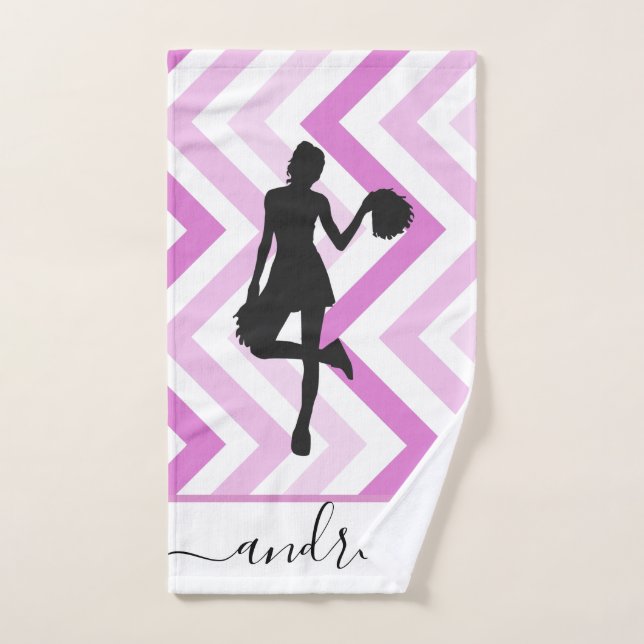 Girly School Cheer Rose Design Nom du meneur (Serviette à main)